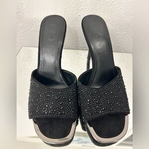 DKNY Black Studded Mules